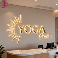 Logo d'intérieur personnalisé, lettres 3D rétroéclairées en or, signalétique murale pour bureau, réception, logo d'entreprise, enseigne pour magasin