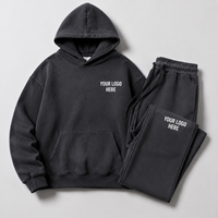 Ensemble survêtement unisexe en molleton épais avec logo personnalisé, sweat à capuche oversize et pantalon de jogging streetwear