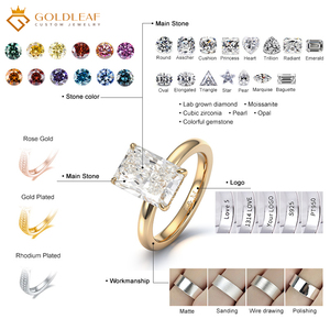Anillo de Compromiso Delicado Chapado en Oro Personalizado de Goldleaf Jewelry, Diamante Cultivado en Laboratorio Certificado por IGI, Corte Radiante, Color F, 3.08CT, Moderno - Product Image 6