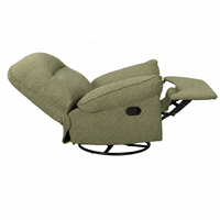 Fauteuil inclinable manuel moderne en tissu bouclé vert olive avec cadre en bois et revêtement en tissu pour salon