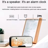 Reproductor de Música Bluetooth Inalámbrico Digital Electrónico Q5, Reloj Despertador LED con Espejo, Altavoz Bluetooth Portátil Multifunción