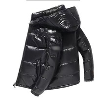 Veste Courte Homme Slim à Fermeture Éclair Style Européen et Américain pour le Commerce Transfrontalier, Nouvelle Collection Hiver, Manteau Chaud et Coupe-Vent à Capuche pour l'Extérieur, 50% Duvet de Canard Épais