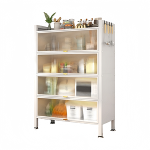 <span class=keywords><strong>Meuble</strong></span> de cuisine personnalisé en acier anti-poussière pour <span class=keywords><strong>micro</strong></span>-ondes, étagère blanche, buffet, armoires de rangement domestiques pour la cuisine - Product Image 1