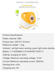 Interattivo All'aperto Pet Tennis Palla Pallina del Cane Macchina di Lancio Automatico di Palla per il Cane con 3 Pallina da Tennis nel pacchetto - Product Image 2