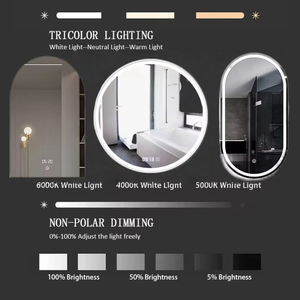 2026 nhà máy <span class=keywords><strong>Outlet</strong></span> lớn thông tư Treo Tường Vòng hiển thị đồng hồ dây đeo da Led Gương phòng tắm với vành đai - Product Image 3