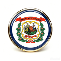 GREPAS GIFTS Épinglette ronde de 1 pouce avec drapeau de la Virginie-Ouest, pour chapeau, thème patriotique mondial