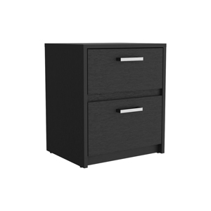Trivor 2 Drawer Nightstand <b>Black</b> Metal Handles <b>Bedside</b> Storage <b>Table</b> - Product Image 6