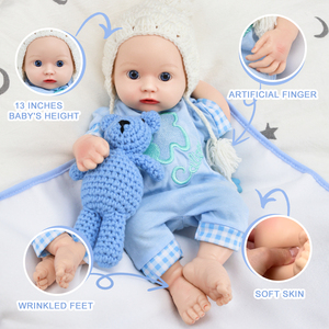 Muñeca Reborn de Silicona Platino 100% de Cuerpo Completo Suave de 13 Pulgadas, Muñeca Gordita de Moda, Juguete Modelo DIY para Niños con Sistema de Beber - Product Image 4