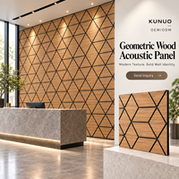 Panneau acoustique décoratif en fibre de polyester et placage de bois géométrique, panneau mural en feutre PET pour bureau, studio et hôtel