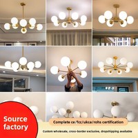 Lustre suspendu LED en fer doré Magic Bean avec télécommande, CRI élevé 90, température de couleur 3 tons, pour salle à manger, chambre à coucher, en acrylique