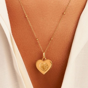 Collar de Corazón con Huella Dactilar Personalizado, Chapado en Oro, Acero Inoxidable, Joyería de Regalo de Boda para Mujer - Product Image 2