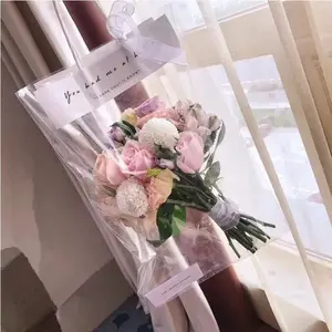 Tas Kertas Pembawa Bunga Transparan Tahan Air, Tas Kertas untuk Hari Valentine Ibu 10 Buah/Tas