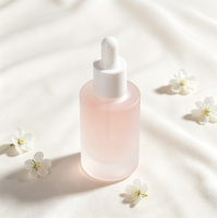 Flacon d'huile essentielle en verre coloré mat de 30 ml, couleur macaron pastel clair, en stock, flacon d'essence à épaule plate