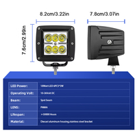 Projecteur de travail LED cube 18W, feux de recul tout-terrain, faisceau spot et large, phare antibrouillard carré, système d'éclairage automobile