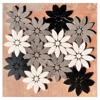 Carrelage mural de cuisine pour salle de bain Fleur de marguerite décorative Art Mosaïque de marbre Carrelage à motif irrégulier pour mur et sol Carrelage