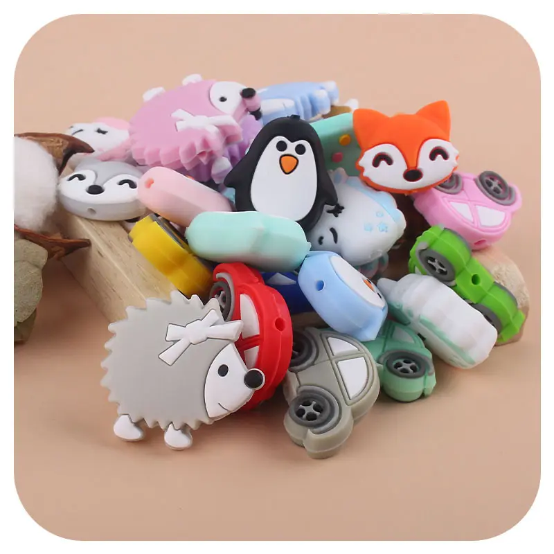 Factory Price New Baby Teether Bead DIY Bulk Penguin Ice Cream Cup Teether Silicone Focal Beads for Pen Making