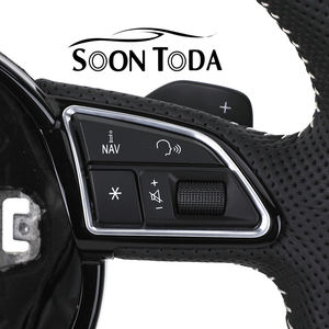 Volant sport en cuir véritable perforé <span class=keywords><strong>noir</strong></span> personnalisé 50MM pour modèles <span class=keywords><strong>Audi</strong></span> A3/A4/A5/A6/<span class=keywords><strong>Q3</strong></span>/Q5/Q7/A8 <span class=keywords><strong>RS</strong></span> - Product Image 5