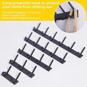 5pcs Wall Mounted Stainless Steel <strong>Coat</strong> <strong>Hanger</strong> <strong>Rail</strong> with Double Metal Hook Robe Hook Rack for Clothing Use - Product Image 5