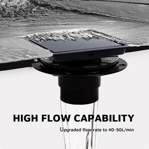 Drain de sol carré encastré pour salle de bain, en acier inoxydable SUS 304 noir mat, 6 pouces, pour carrelage, vente en gros directe usine - Product Image 4