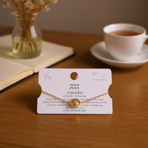 Aquarius Stainless Steel <b>Charm</b> Bracelet Gold Plated Women Jewelry Gift - Product Image 3