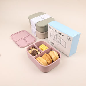 กล่องอาหารกลางวันมีฉนวนทำจากซิลิโคนสำหรับผู้ใหญ่กล่องอาหารเกรดสูงแบบพกพาปลอดภัยไมโครเวฟแบบนำกลับมาใช้ใหม่ได้ - Product Image 4