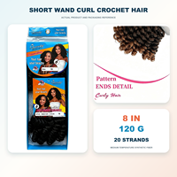 BELEZA 1/27 #   Extensions de cheveux synthétiques pour tresses au crochet WAND CURL 120G 8 pouces 20 mèches Boucles Françaises Vente en gros Offre Spéciale Usine