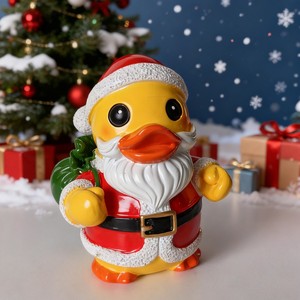 Figurine de canard de Noël en forme de Père Noël, finition brillante, décoration intérieure, cadeau pour le salon - Product Image 1