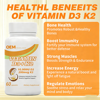 Complément alimentaire à marque privée OEM Vitamine D3 et K2 MK7 – Vitamine D3 100 000 UI Vitamine K2 MK7 200 mcg Capsules molles