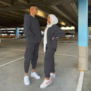 ชุดวอร์มมีฮู้ดสไตล์ตุรกีสำหรับผู้หญิง,ชุดวอร์มชุด<span class=keywords><strong>2</strong></span>ชิ้นเสื้อผ้าออกกำลังกายแขนยาวเจียมเนื้อเจียมตัวแฟชั่นมุสลิม - Product Image 3