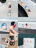 Stiker Bumper Mobil Antigores 3D, Stiker Silikon Pelindung Bumper Kartun Doraemon