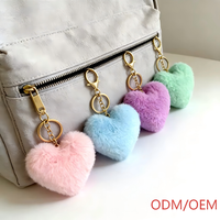 Soododo Vente Chaude Porte-clés Cœur en Fausse Fourrure Douce pour Femmes, Accessoires de Bagages et de Voiture, Vente en Gros