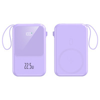 Batterie externe X619 ultra-fine 10000 mAh, charge rapide PD 22,5 W, charge sans fil 15 W, sortie puissante 20 W, support magnétique, câble inclus