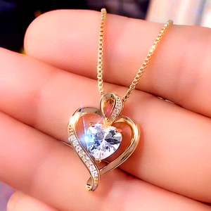 Collar con colgante de corazón para mujer, cadena tipo caja, joyería minimalista de moda, regalo para uso diario - Product Image 2
