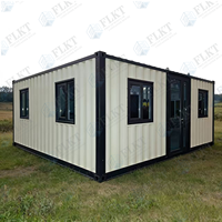 Maison conteneur extensible FLKT moderne de 20 pieds, résistante aux intempéries et au feu, avec salon prêt à l'emploi, double aile, installation rapide, mini-maison portable