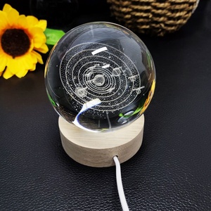 Lampada Notturna a Sfera di Cristallo 3D, Design Moderno, Sistema Solare, Nebulosa, Galassia, Rosa, USB, Luce Notturna Luminosa da 6cm - Product Image 4