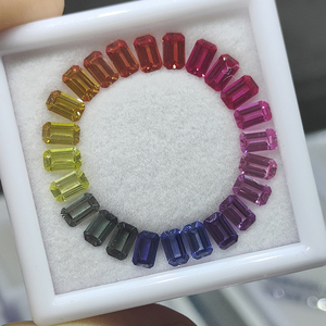 Synthetic Corundum Box <b>Set</b> <b>Emerald</b> Cut Rainbow Loose Gems Stone - Product Image 1