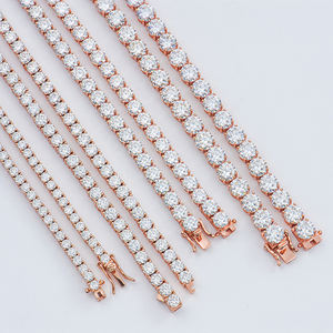 Collar de Tenis de Moissanita Unisex de Plata de Ley 925 de 3 mm, Chapado en Oro Rosa, 16-18 Pulgadas, Certificado GRA, para Bodas y Fiestas - Product Image 3