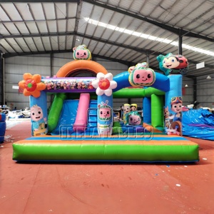 Castillo Inflable Comercial <span class=keywords><strong>de</strong></span> PVC <span class=keywords><strong>de</strong></span> 0.55mm con Tobogán, Certificado CE, para Fiestas Infantiles y Alquiler al Aire Libre - Product Image 1