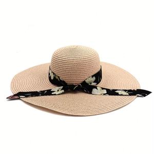 Chapeaux <span class=keywords><strong>de</strong></span> paille <span class=keywords><strong>de</strong></span> plage souples pour femmes, à large bord, tendance, avec logo personnalisé, pour l'été, vente en gros - Product Image 4