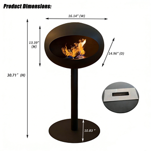 <span class=keywords><strong>Cheminée</strong></span> au bioéthanol sur pied haute de 30,7 pouces, foyer en métal à combustion continue pendant 2,5 heures pour le salon - Product Image 2