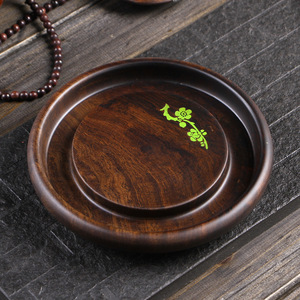 Ebony Solid Wood Teapot Stand With Tin Decoration Heat Resisting Traditional Chinese Style <b>Tea</b> <b>Set</b> Accessory - Product Image 4