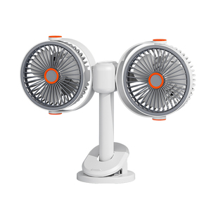 Ventilateur oscillant de bureau <span class=keywords><strong>à</strong></span> double tête, USB, 1200 mAh, rechargeable, portable, rotation automatique, ventilateur de refroidissement <span class=keywords><strong>à</strong></span> clipser sur table ou <span class=keywords><strong>mur</strong></span> - Product Image 1