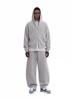 Sweat à capuche zippé pour homme en mélange de coton, tricot gaufré, coupe ample, épaules tombantes, couleur unie, style décontracté, OEM, marque privée, logo personnalisé, vente en gros