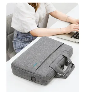 Toptan Laptop omuzdan askili çanta 15.6 dizüstü Polyester evrak çantası su geçirmez alt ayarlanabilir derinlik ile
