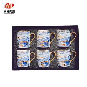 Керамическая кружка с сублимационным логотипом на заказ, 8,5 унции, чашка для молока, кофе, чая и блюдце, набор 6 + 6