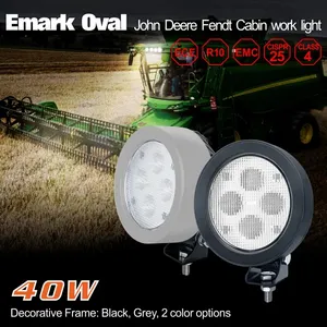 Emark Deere 40 W LED de alto brilho para trabalho com moldura preta e cinza LED oval para agricultura de 4,7 polegadas
