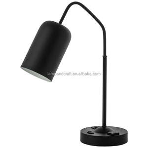 Lampe de bureau en métal à base ronde avec prise de courant pour la décoration de la maison, chambre à coucher, hall d'hôtel, chambre d'hôtel - Product Image 3