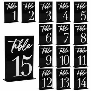 Decor Display Stand Signs Black and White <b>Wedding</b> Acrylic <b>Table</b> <b>Number</b> 1-15/Set - Product Image 2