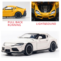 Modèle de voiture de sport JDM Supra de luxe à l'échelle 1/32, en métal moulé sous pression, avec capot/coffre ouvrables, jouet en alliage à rétrofriction avec lumières et sons