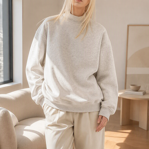 Vintage Oversized Mock Neck Sweatshirt Pullover Crew Neck Hoodie for Women Autumn - Product Image 2